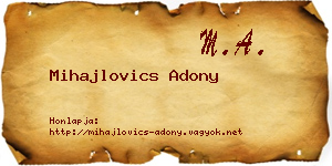 Mihajlovics Adony névjegykártya